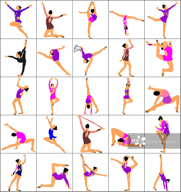 芭蕾舞女孩的优美体操表演图片素材