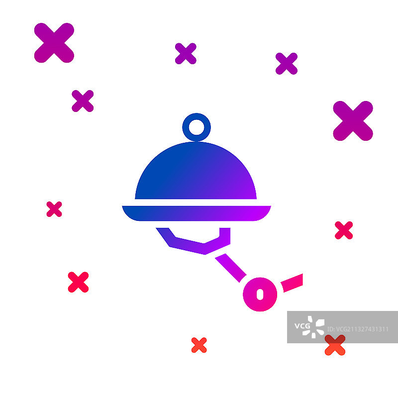 带盖盘子的彩色服务员机器人图标图片素材