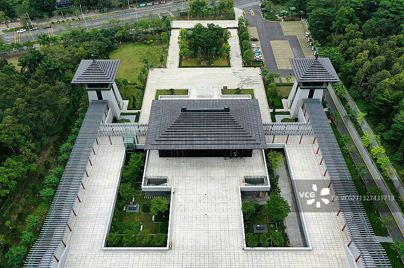 广东省广州市番禺区广州大学城南汉二陵博物馆航拍图片素材