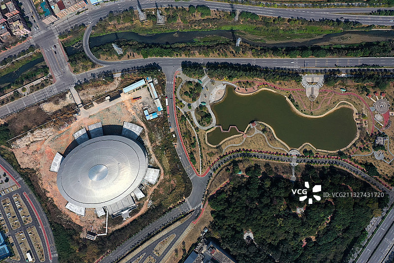 广东省东莞市厚街镇体育馆航拍图片素材