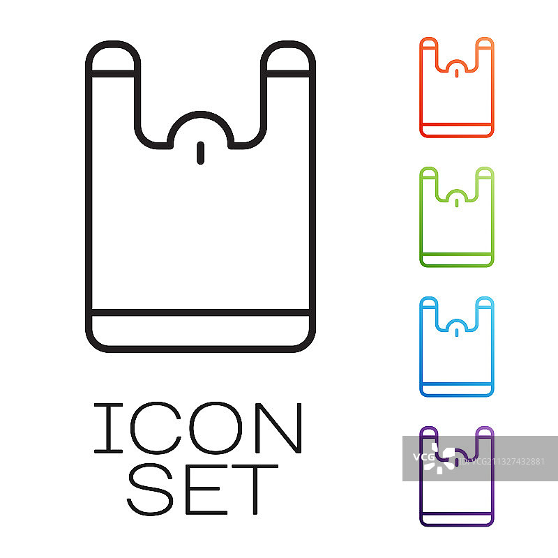 白色背景上的黑色塑料袋图标图片素材