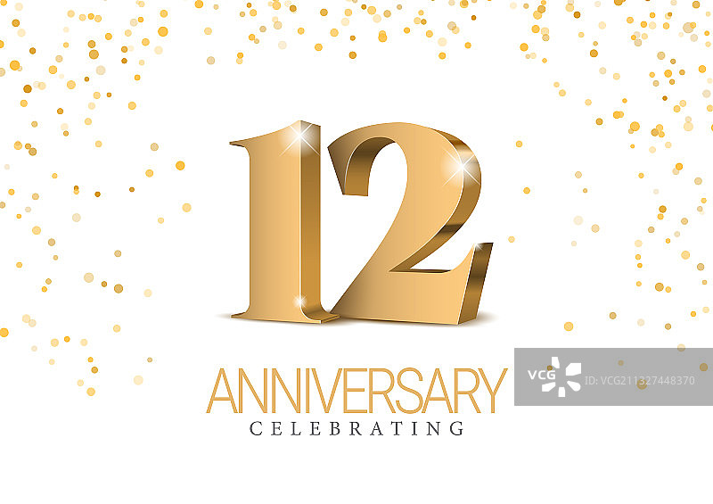 12周年金色3D数字图片素材