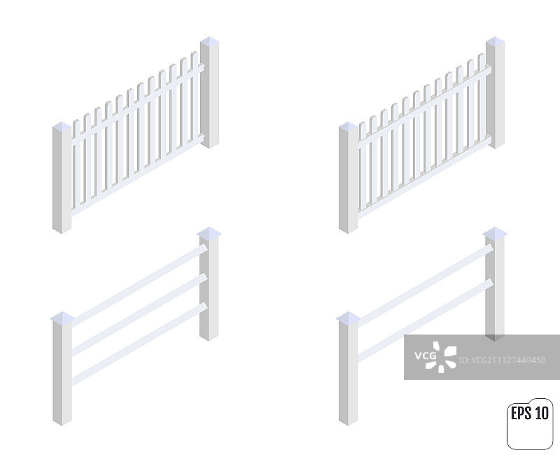 2.5D白色栅栏图片素材