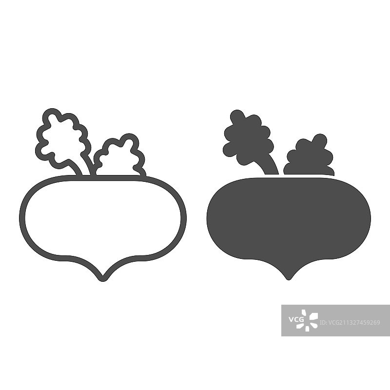 甜菜线条图标，农场花园概念图片素材