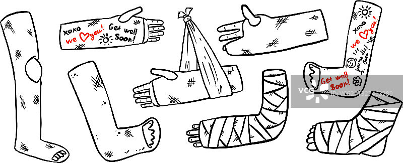 断腿断胳膊断手石膏涂鸦素材图片素材