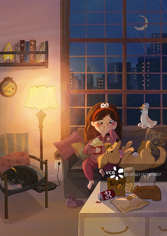 小女孩和宠物图片素材