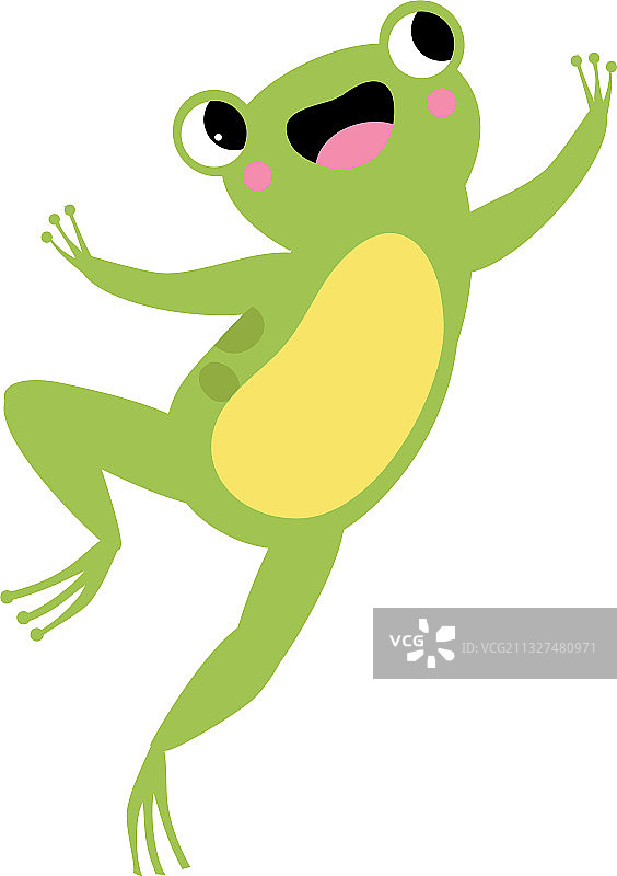 跳跃的可爱绿色青蛙图片素材