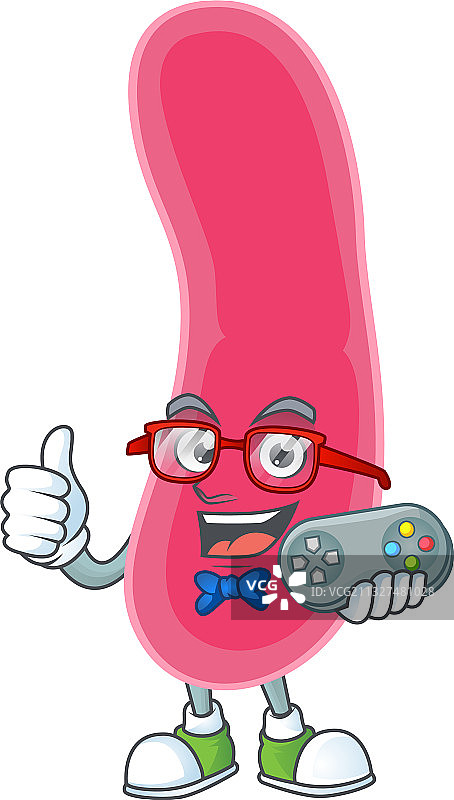 卡通梭杆菌玩游戏图片素材