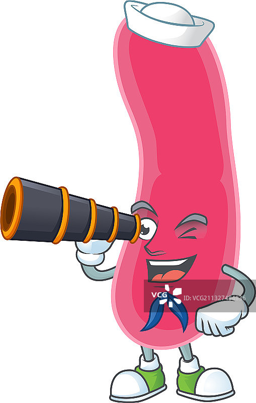 卡通具核梭杆菌水手使用双筒望远镜图片素材