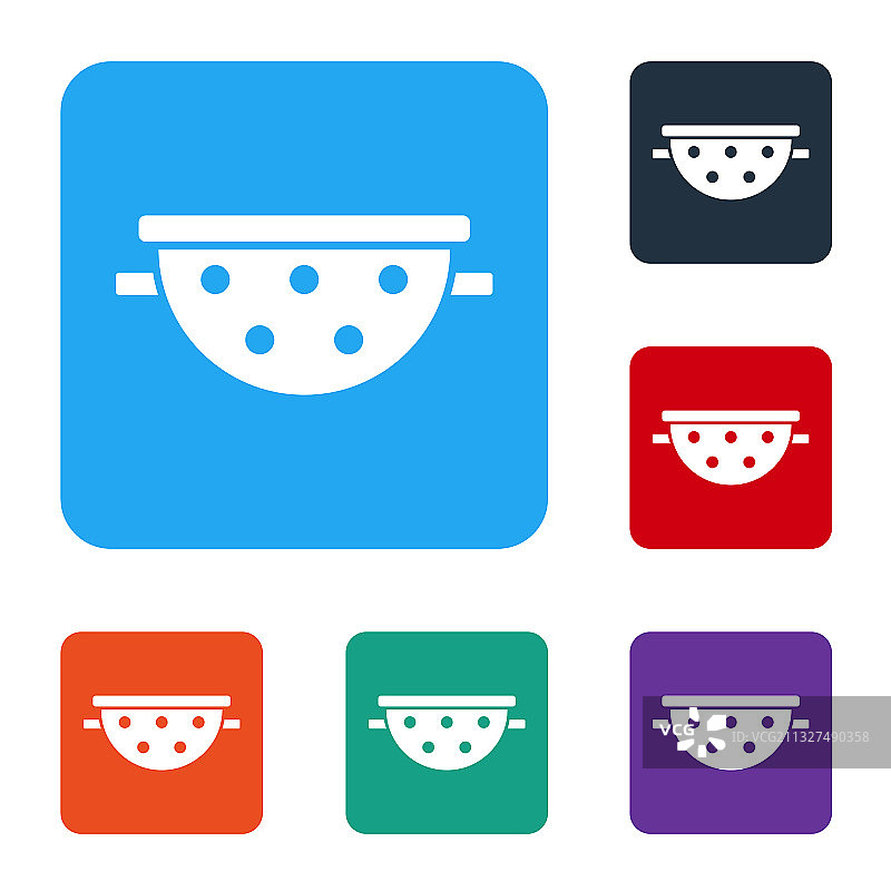 白色背景上的白色厨房滤盆图标图片素材