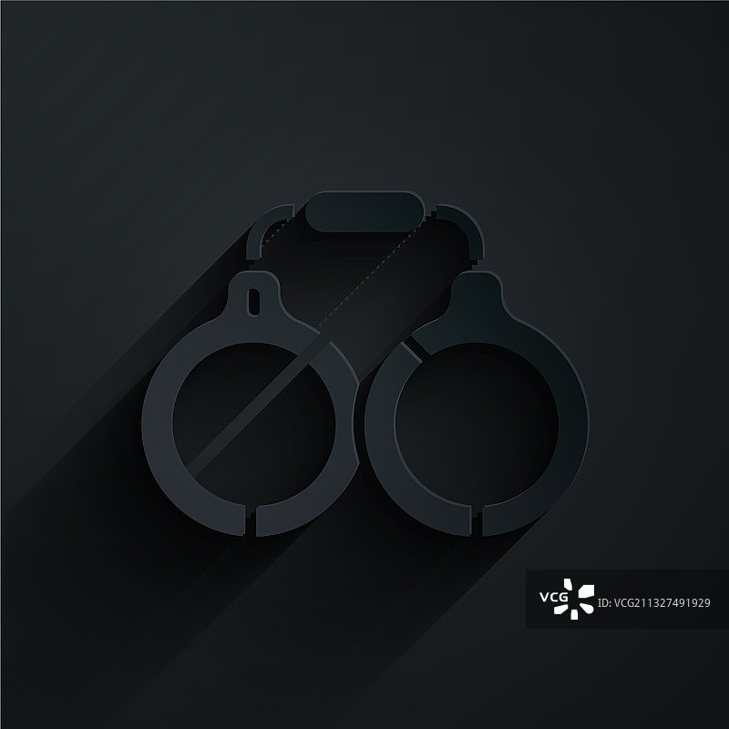 剪纸风格手铐图标，黑色背景图片素材