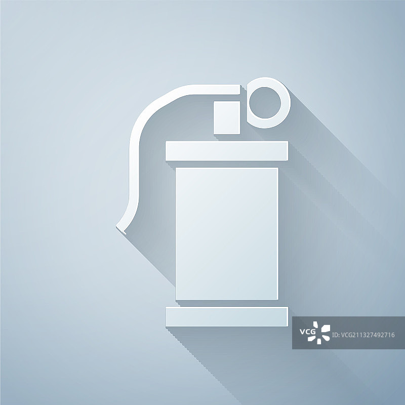 灰色背景上手工剪纸风格的烟雾弹图标图片素材