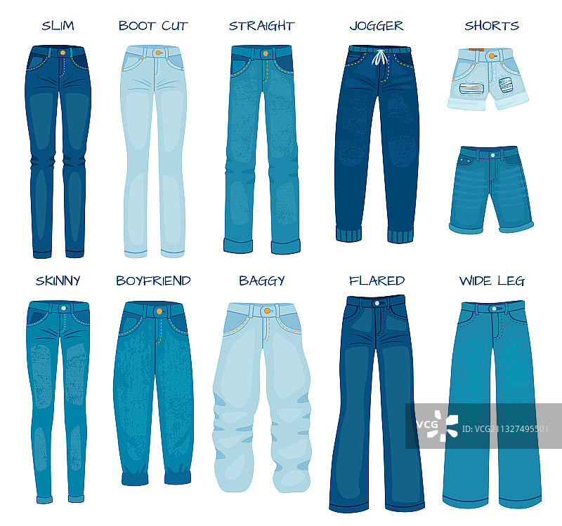 女士牛仔裤：修身牛仔女裤图片素材