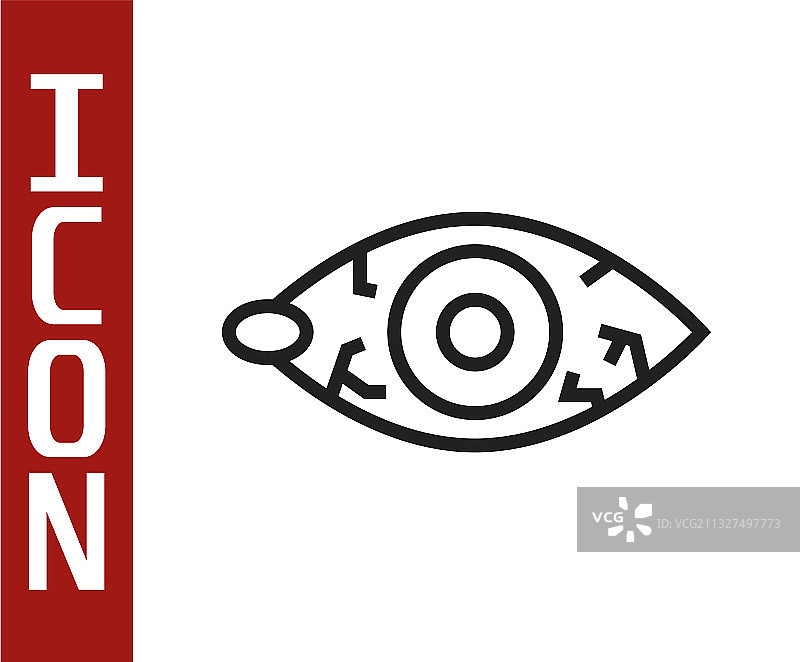 因病毒或细菌感染引起的红眼病黑色线条图标图片素材