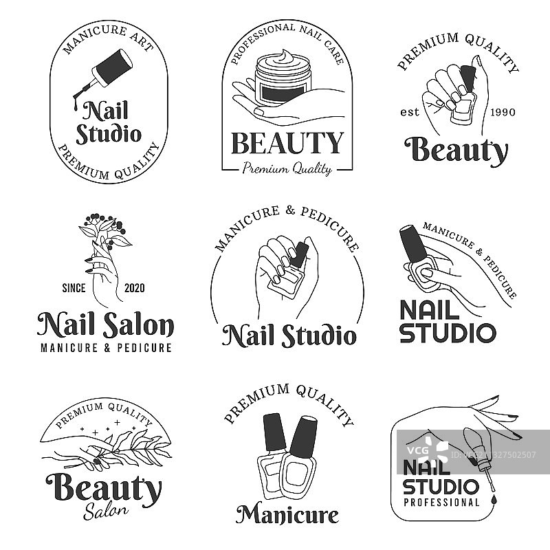 美甲沙龙标志美甲及手部护理化妆品图片素材