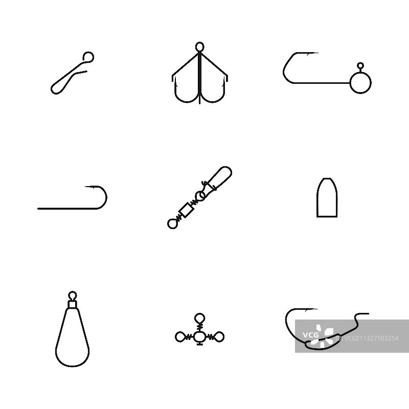 不同的旋转钓鱼配件图片素材