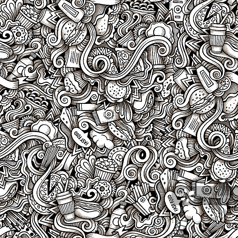 卡通手绘快餐主题涂鸦图片素材