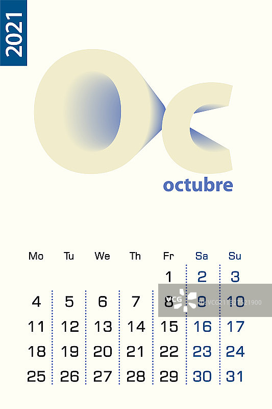 2021年10月极简日历模板图片素材
