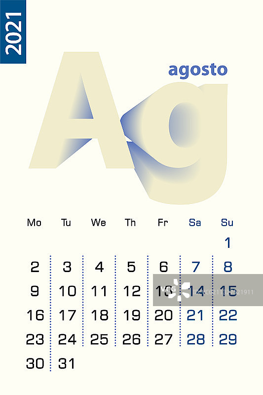 2021年8月简约日历模板图片素材