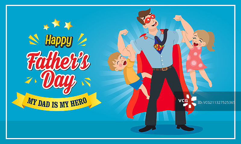 父亲节快乐超人爸爸贺卡图片素材