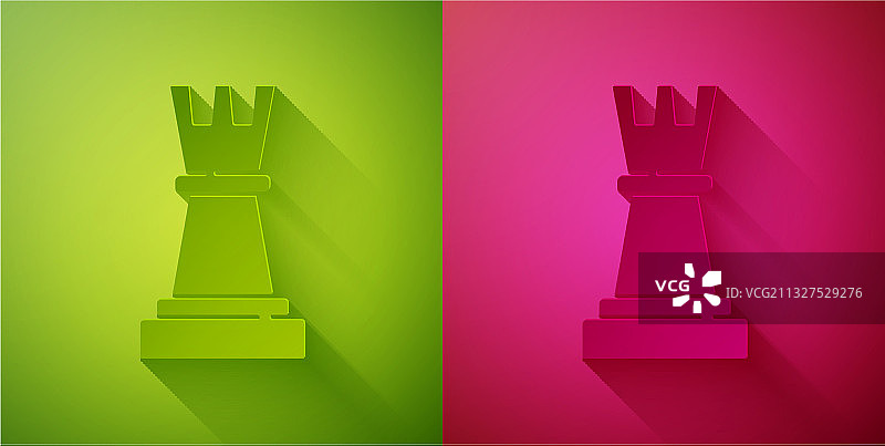 绿粉背景上的棋子剪纸风格图标图片素材