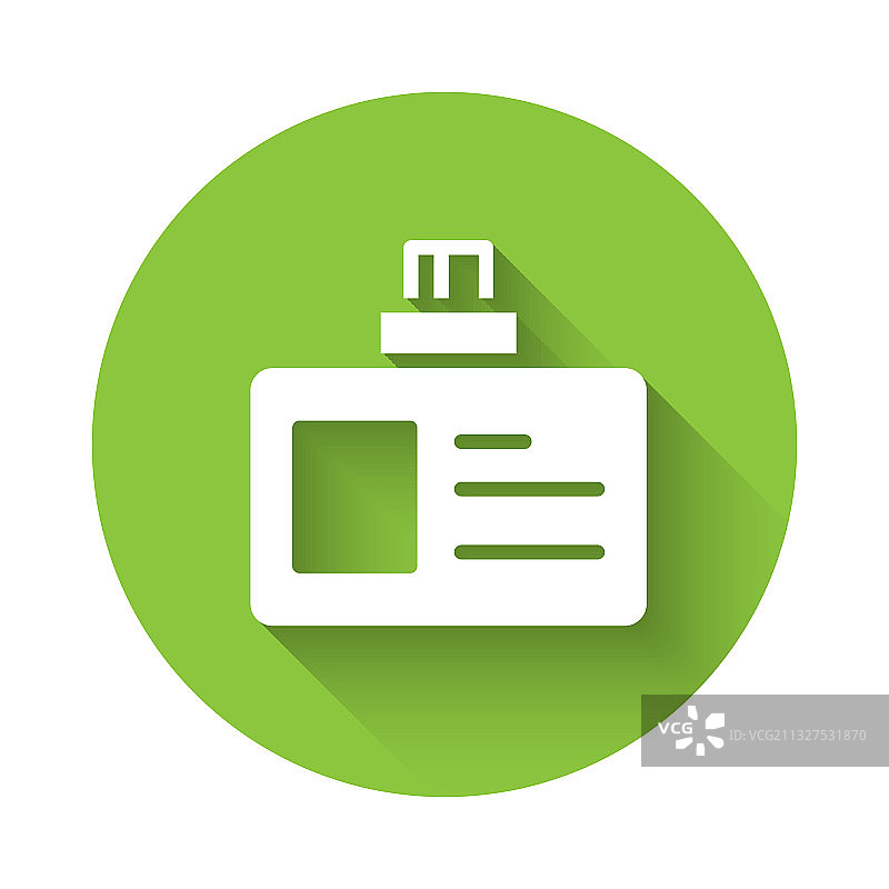 白色身份识别徽章图标，长阴影图片素材