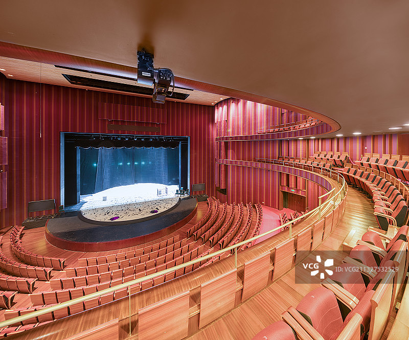 国家大剧院内部室内空间-无人的宏伟的空的小剧场话剧剧场全景图片素材