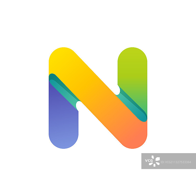 彩色渐变字母N首字母logo图片素材