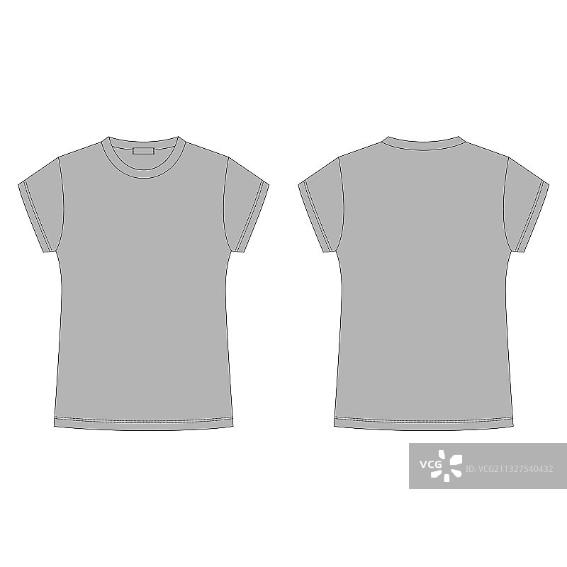 白色背景上的灰色T恤空白模板图片素材