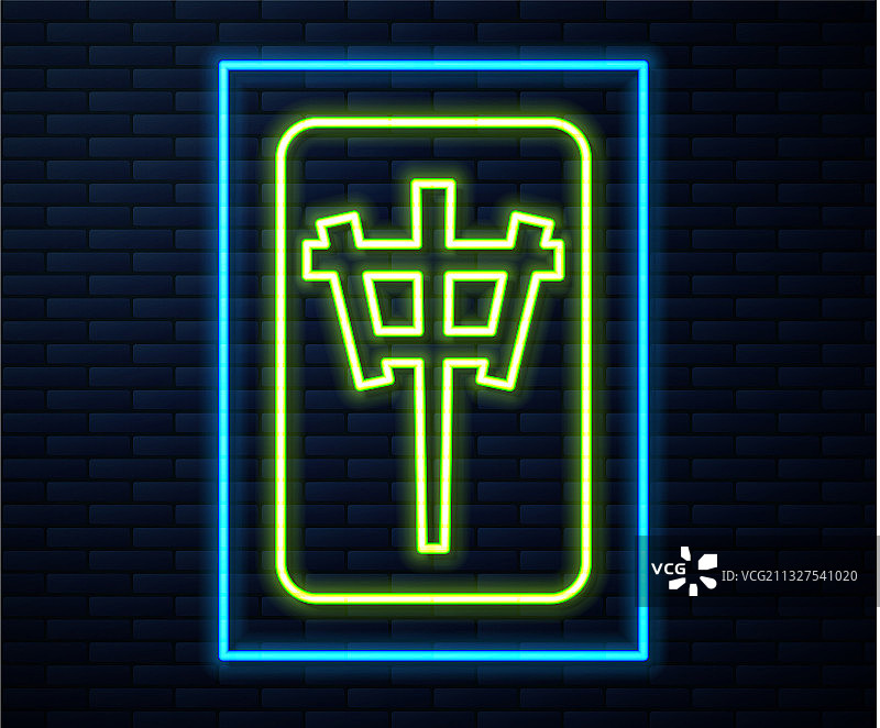 发光的霓虹灯麻将牌图标图片素材