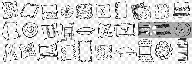 手绘枕头涂鸦合集图片素材