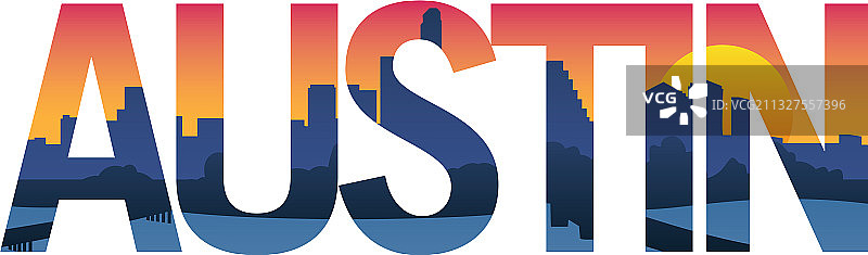 美国德克萨斯州奥斯汀城市天际线排版图片素材