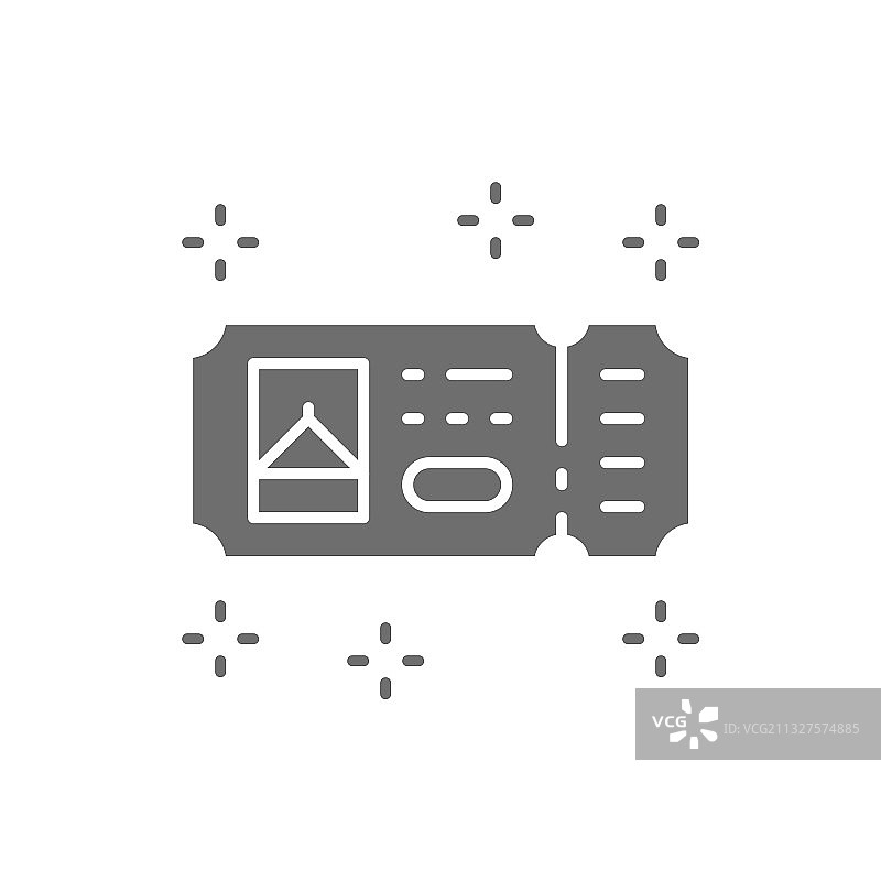 游乐园门票灰色图标，白色背景图片素材