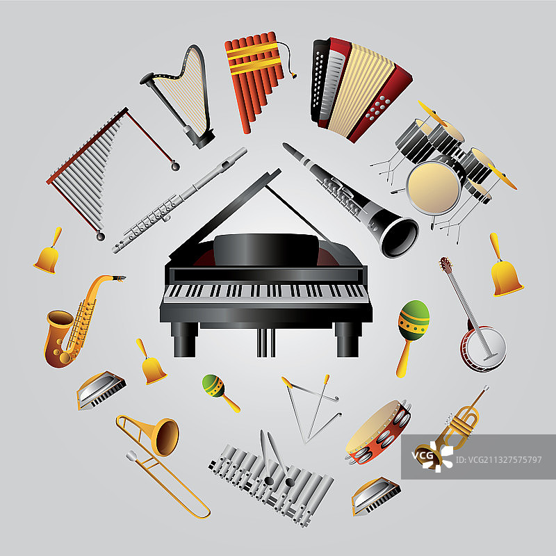 乐器：管乐、打击乐套件图片素材