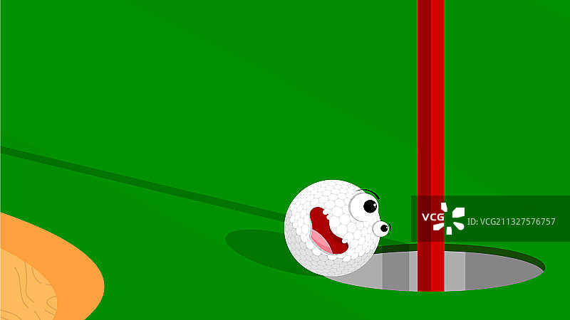 快乐有趣的体育高尔夫球滚入洞中图片素材