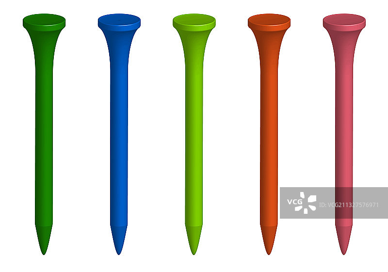 3D多色高尔夫球和球座图片素材