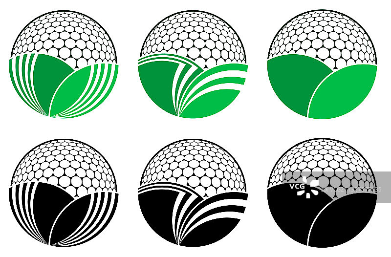 白色高尔夫球运动标志套装图片素材