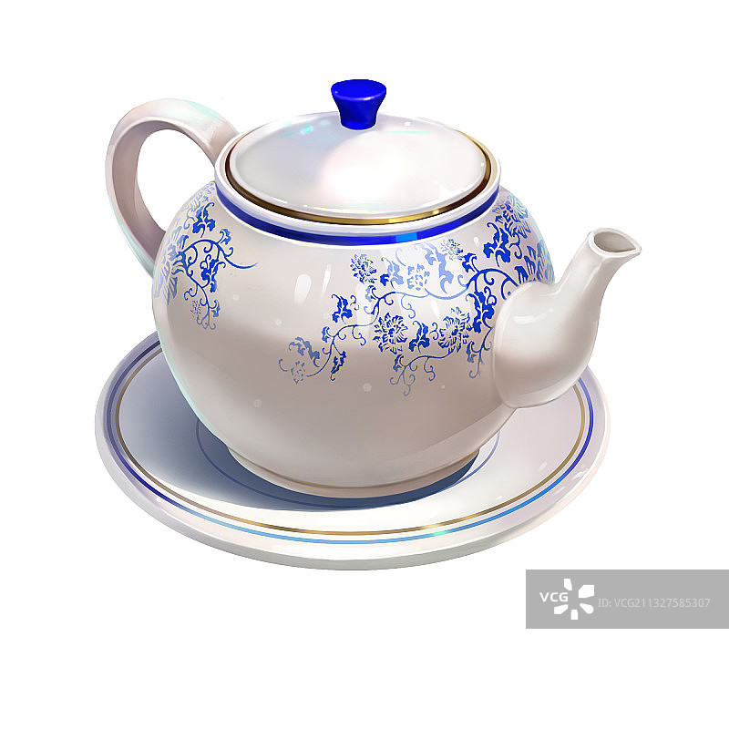青花瓷茶壶中式餐具图片素材