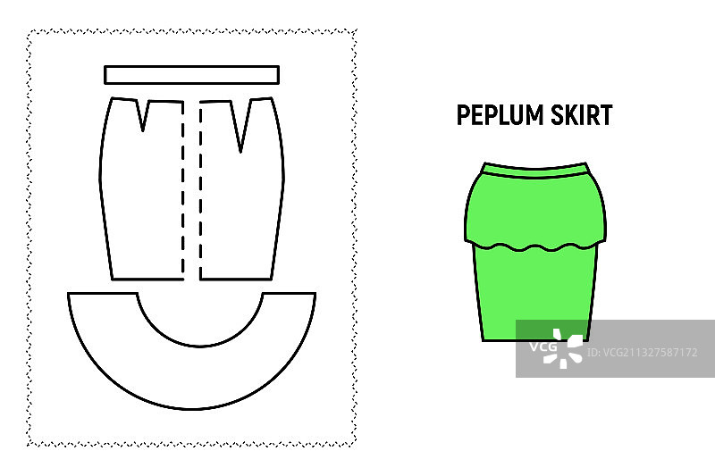 女士褶边裙款式图片素材