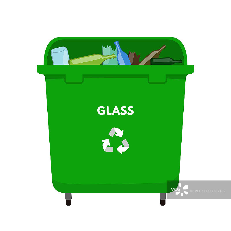用于玻璃的绿色垃圾箱图片素材