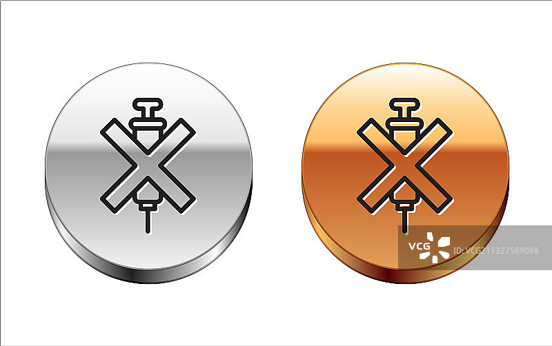 黑色线条禁止兴奋剂注射器图标图片素材