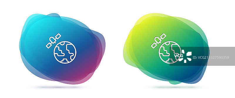 人造卫星环绕地球线条组合图片素材