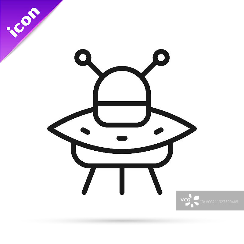 黑色线条不明飞行物飞船图标图片素材