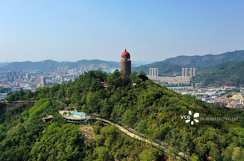 广东省东莞市樟木头镇广东观音山国家森林公园航拍图片素材