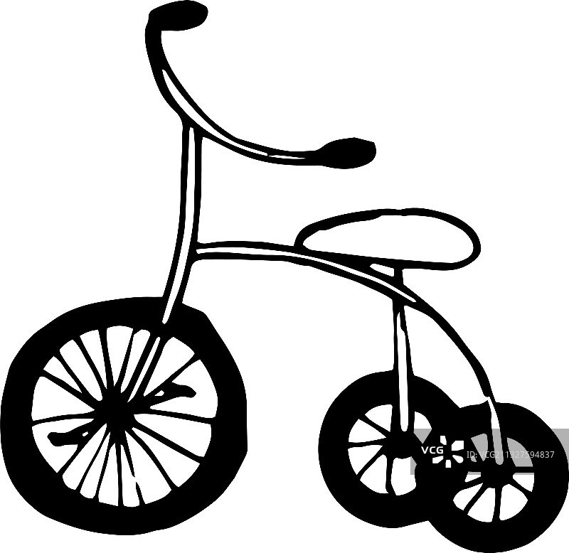 三轮车图标贴纸海报手绘草图图片素材