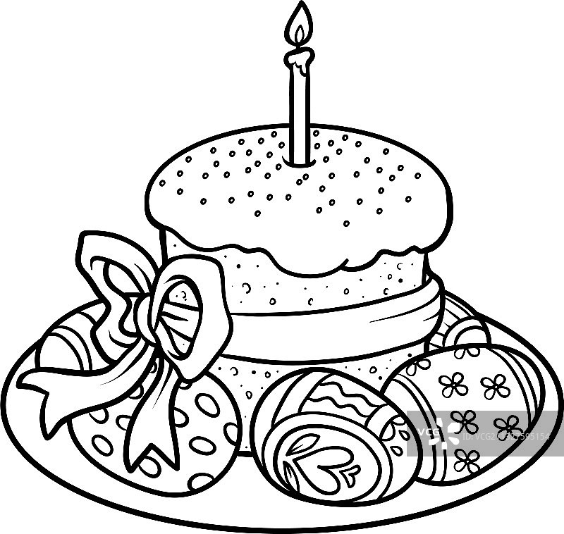 复活节蛋糕和彩蛋涂色书图片素材