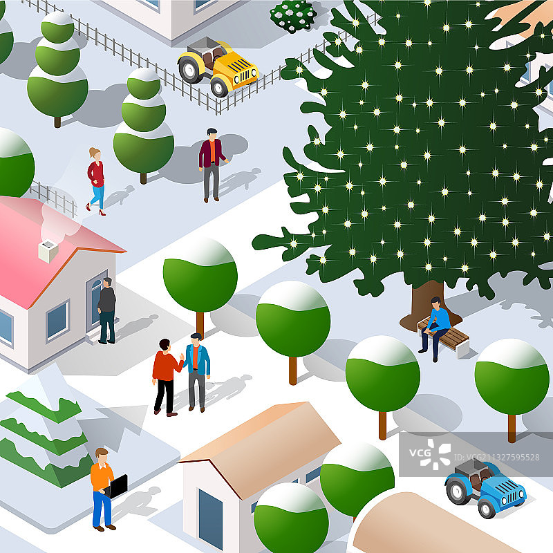 2.5D圣诞新年街景3D效果图片素材