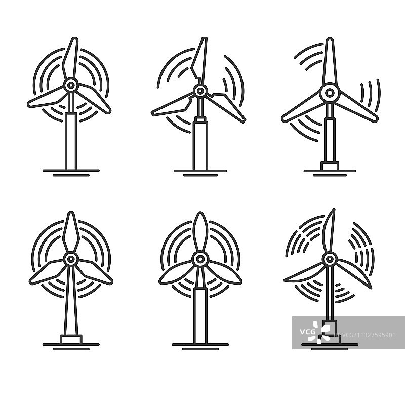 风车和风力涡轮机生态发电机组图片素材