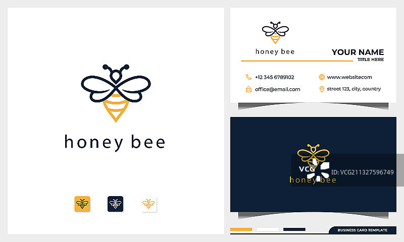 蜜蜂蜂蜜创意线性艺术图标符号标志图片素材