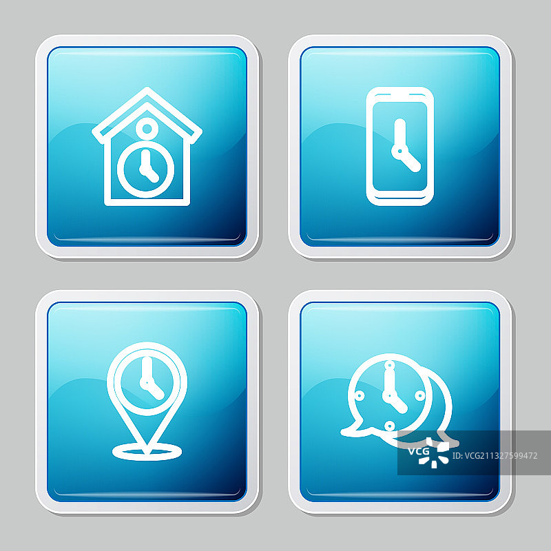 复古挂钟闹钟手机App线性组合图片素材